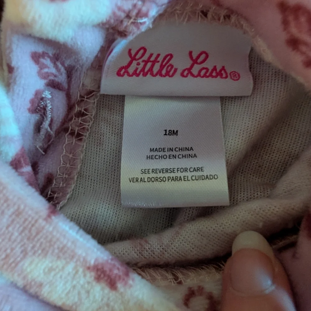 Little Lass Pink Floral & Plum Two-Piece Set + Bear Bodysuit - Picture 3 of 4